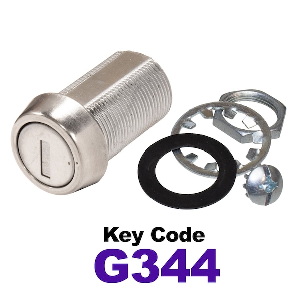 Global RV SS Compartment Lock, Cam/Blade Style, 1-1/8in Threaded Barrel, Blades not Included, Keyed to G344 CLB-344-118-SS - main